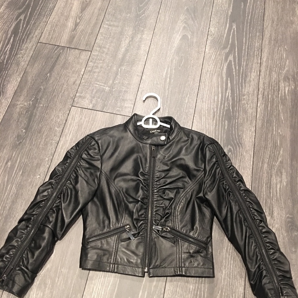 Women’s Black leather moto